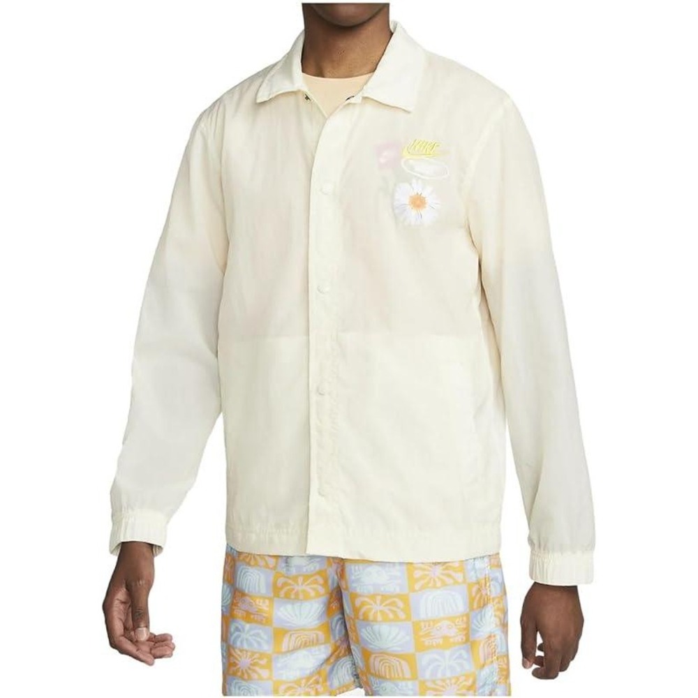 NWT Nike Sportswear‎ Have A Day Coach Jacket Mens M Ivory Snap Front DM5055-113